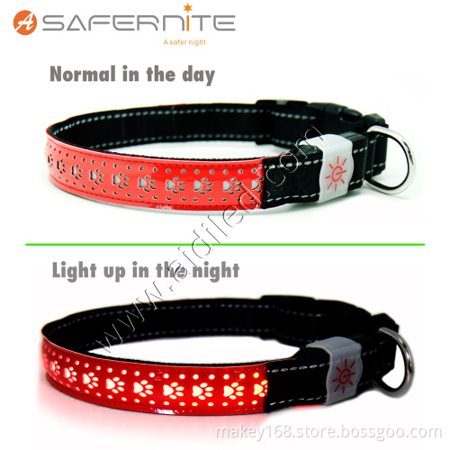 Leather Led Light Flash Night Safety Dog Collar